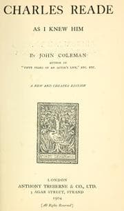 Tapa de Charles Reade as I knew him