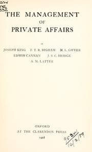 Tapa de The management of private affairs