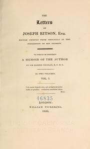Tapa de The letters of Joseph Ritson, esq
