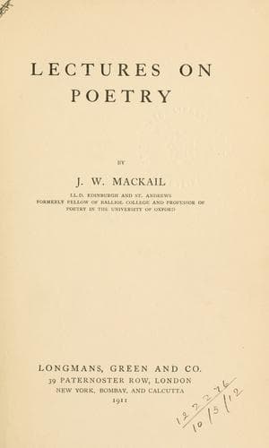 Tapa de Lectures on poetry