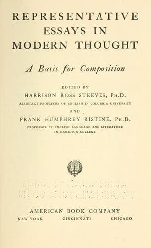 Tapa de Representative essays in modern thought