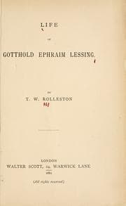 Tapa de Life of Gotthold Ephraim Lessing. By T. W. Rolleston