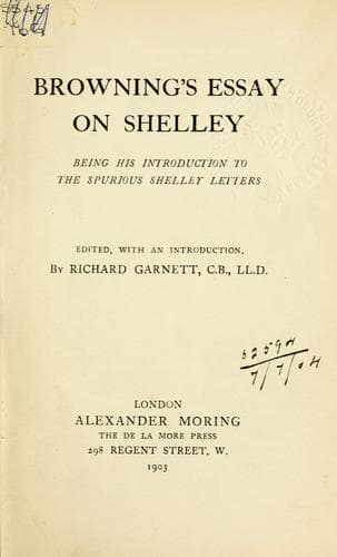Tapa de Essay on Shelley