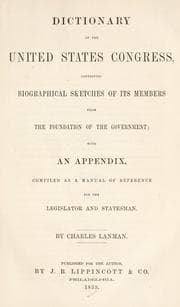Tapa de Dictionary of the United States Congress, and the general government