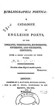 Tapa de Bibliographia poetica