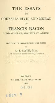 Tapa de The essays or counsels civil and moral of Francis Bacon Lord Verulam, Viscount St. Albans