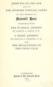 Tapa de Tributes of the Bar and of the Supreme Judicial Court to the memory of Samuel Hoar