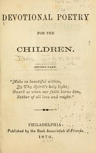 Tapa de Devotional poetry for the children ..