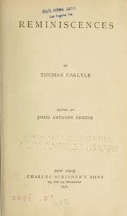 Tapa de Reminiscences by Thomas Carlyle
