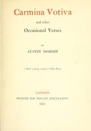 Tapa de Carmina votiva and other occasional verses