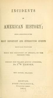 Tapa de Incidents in American history ... since the discovery of America to the present time