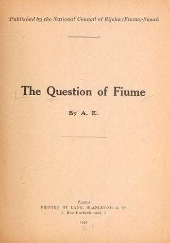 Tapa de The question of Fiume