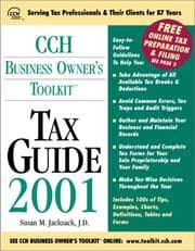 Tapa de CCH Business Owner's Toolkit Tax Guide 2001