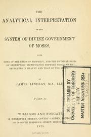 Tapa de The analytical interpretation of the system of divine government of Moses