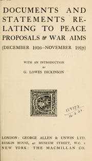 Tapa de Documents and statements relating to peace proposals & war aims, December 1916- November 1918