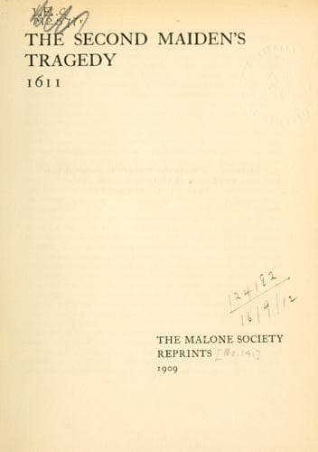Tapa de The second maiden's tragedy, 1611