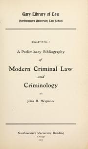Tapa de A preliminary bibliography of modern criminal law and criminology