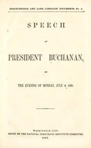 Tapa de Speech of President Buchanan, on the evening of Monday, July 9, 1860