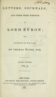 Tapa de Letters, journals, and other prose writings of Lord Byron