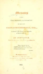 Tapa de Memoirs of the life, writings and charcter of the late Thomas Hinderwell ..