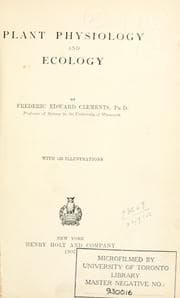 Tapa de Plant physiology and ecology