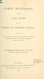 Tapa de Early mysteries, and other Latin poems of the twelfth and thirteenth centuries