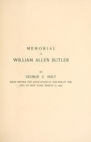 Tapa de Memorial of William Allen Butler