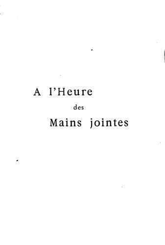 Tapa de A l'heure des mains jointes