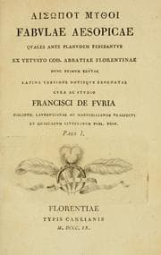 Tapa de Fabvlae aesopicae qvales ante Planvdem ferebantvr ex vetvsto cod