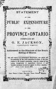 Tapa de Statement of the public expenditure of the province of Ontario