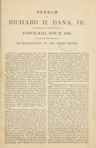 Tapa de Speech of Richard H. Dana, Jr., at a meeting of citizens held in Faneuil Hall