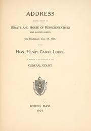 Tapa de Address delivered before the Senate and House of representatives and invited guests, on Thursday, Jan. 19, 1905