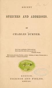 Tapa de Recent speeches and addresses [1851-1855]