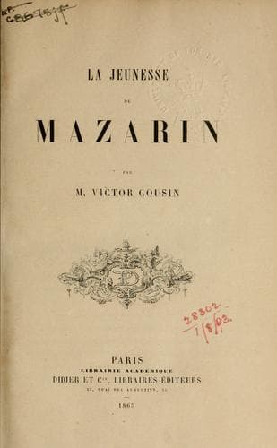 Tapa de La jeunesse de Mazarin.