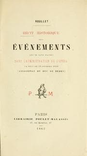 Tapa de R©Øecit historique des ©Øev©Øenements qui se sont pass©Øes dans l'administration de l'Opera la nuit du 13 f©Øevrier 1820