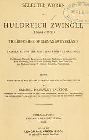 Tapa de Selected works of Huldreich Zwingli (1484-1531)