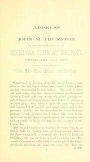 Tapa de Address of John M. Thurston at the annual banquet of the Michigan club at Detroit