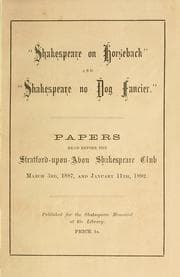 Tapa de "Shakespeare on horseback" and "Shakespeare no dog fancier"