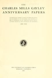 Tapa de The Charles Mills Gayley anniversary papers