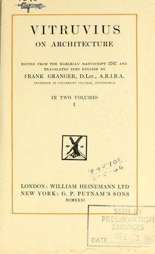 Tapa de Vitruvius, On architecture