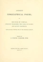 Tapa de Ancient biographical poems, on the Duke of Norfolk, Viscount Hereford, the Earls of Essex, and Queen Elizabeth