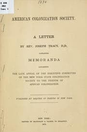 Tapa de American colonization society