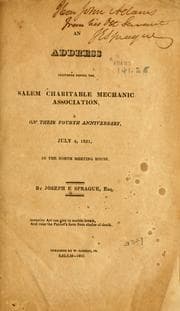 Tapa de An address delivered before the Salem Charitable Mechanic Association