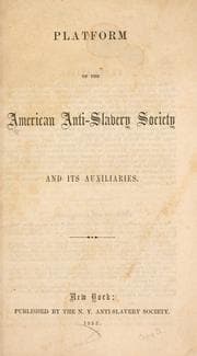 Tapa de Platform of the American anti-slavery society and its auxiliaries
