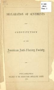 Tapa de Declaration of sentiments of the American anti-slavery society