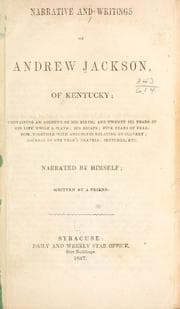 Tapa de Narrative and writings of Andrew Jackson, of Kentucky ..
