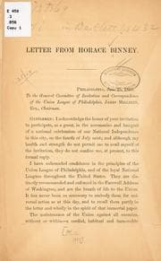 Tapa de Letter from Horace Binney ..