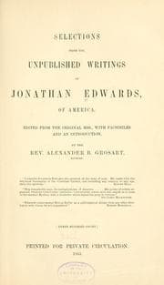 Tapa de Selections from the unpublished writings of Jonathan Edwards