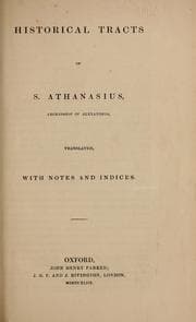 Tapa de Historical tracts of S. Athanasius