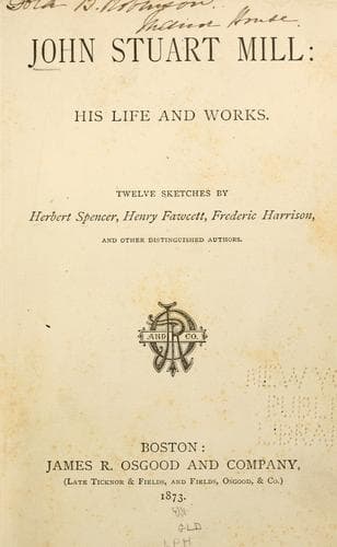 Tapa de John Stuart Mill: his life and works.